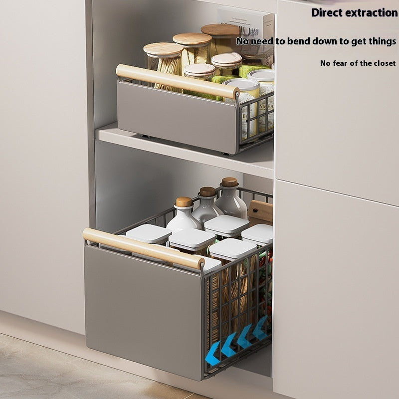 Kitchen Bathroom Multifunctional Foldable Pull Storage Basket