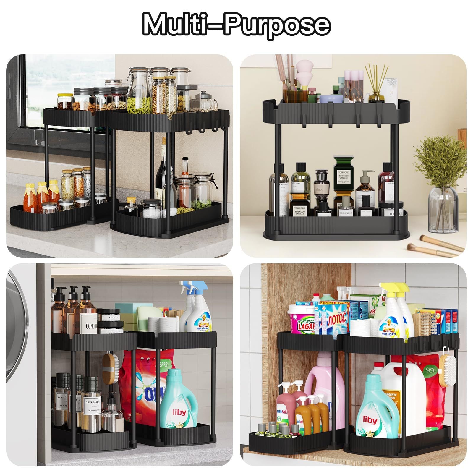 Foldable Pull‑Out Storage Basket – Kitchen & Bathroom