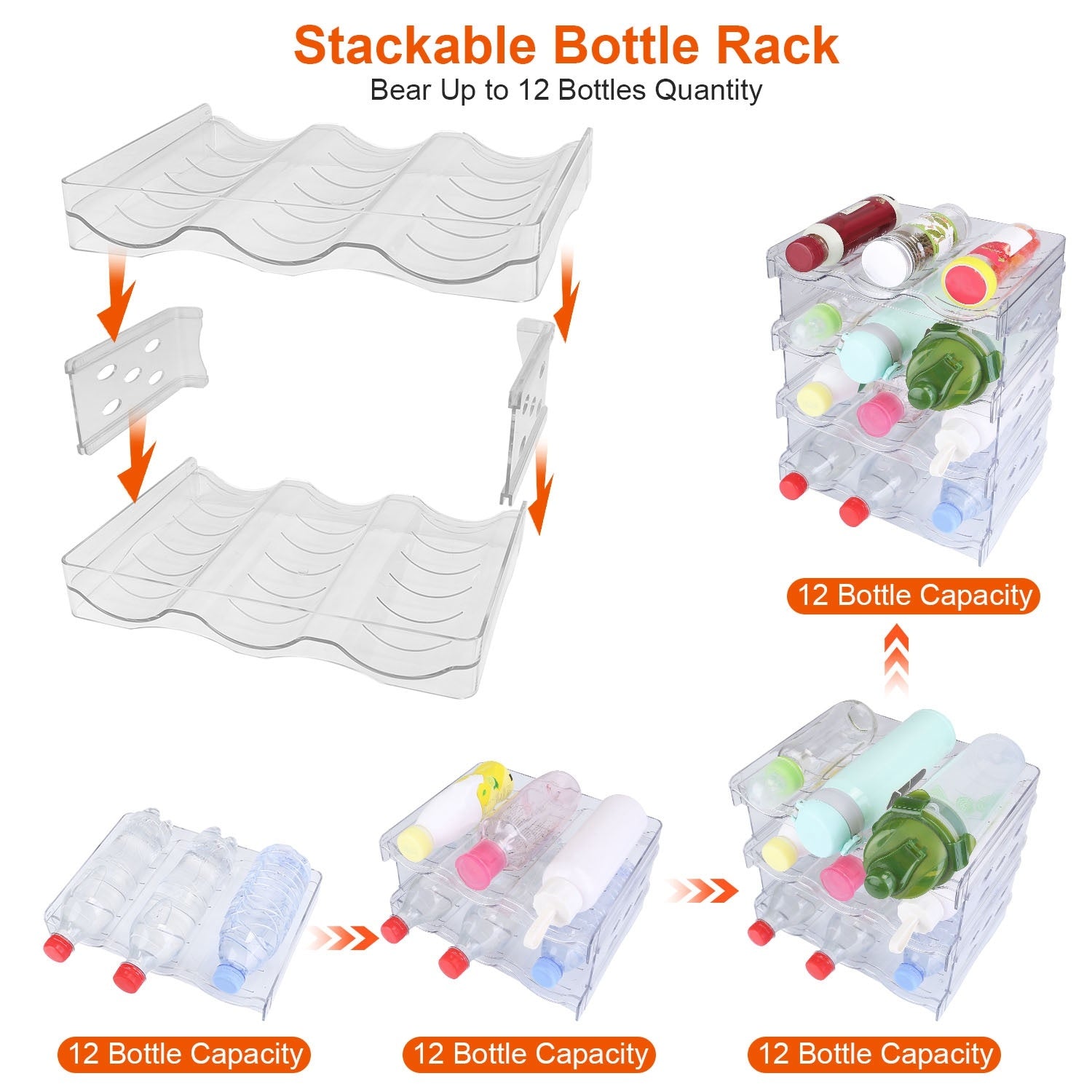 Stackable 4-Tier Bottle Organizer – Space Saver for Fridge & Kitchen