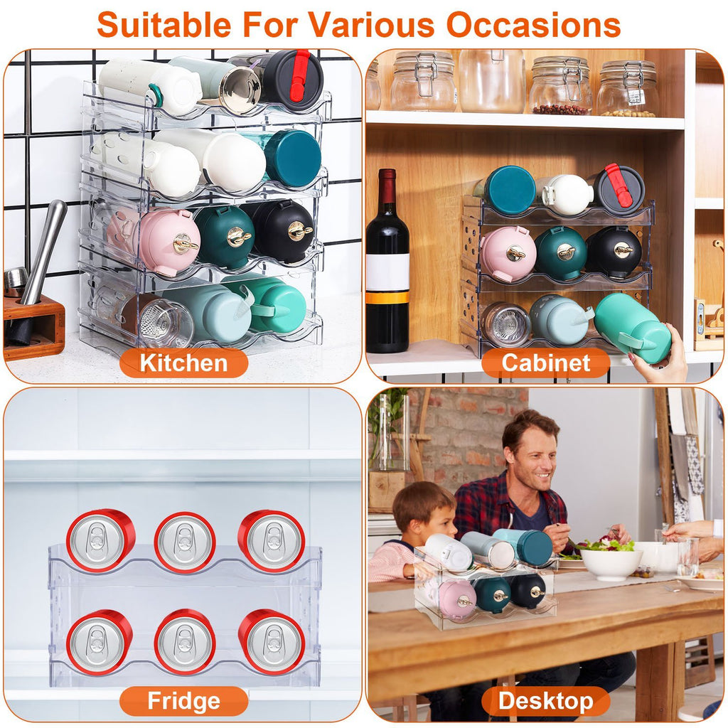 Stackable 4-Tier Bottle Organizer – Space Saver for Fridge & Kitchen