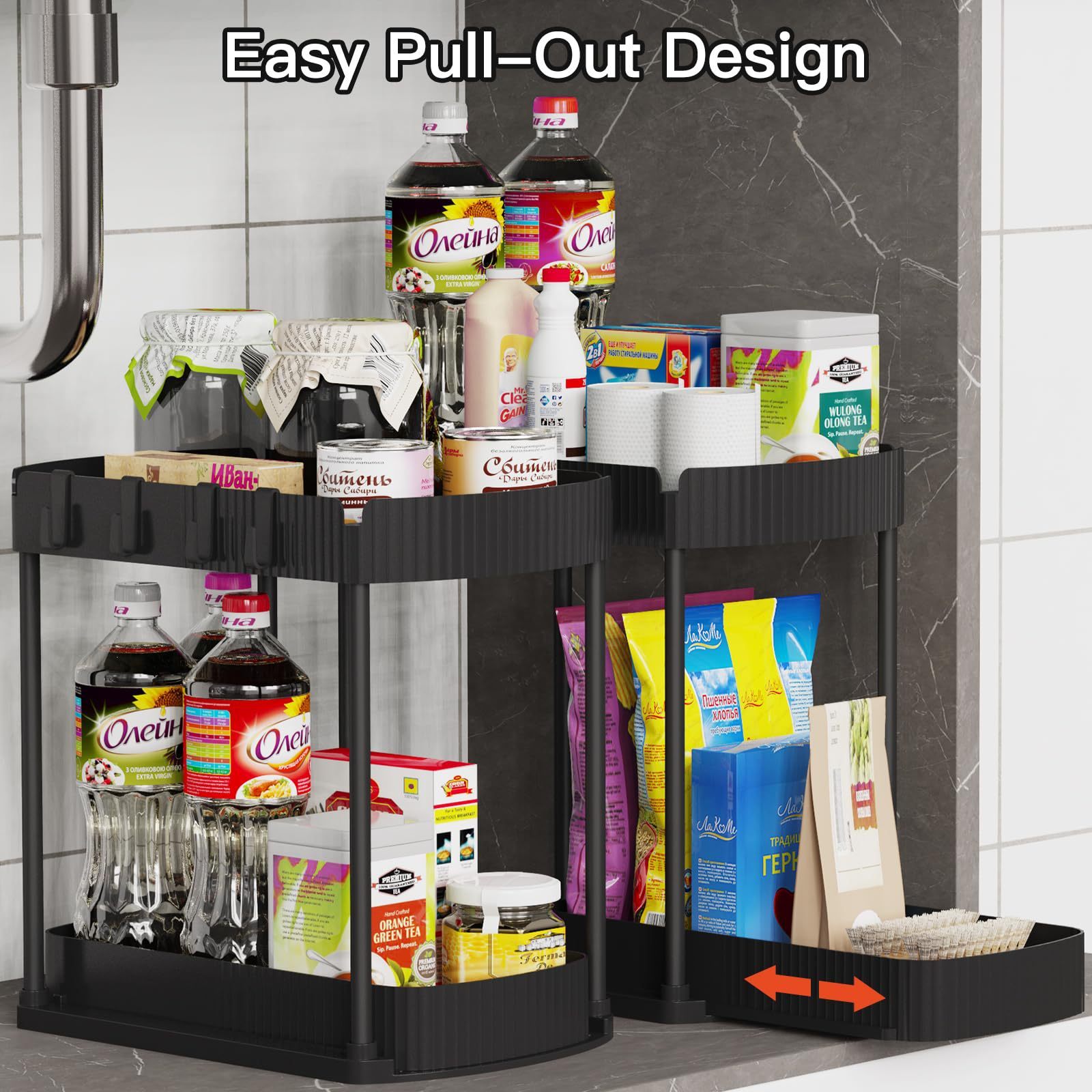 Foldable Pull‑Out Storage Basket – Kitchen & Bathroom