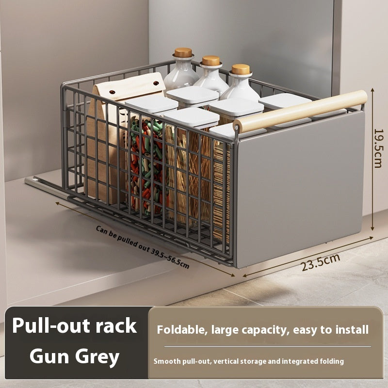 Kitchen Bathroom Multifunctional Foldable Pull Storage Basket